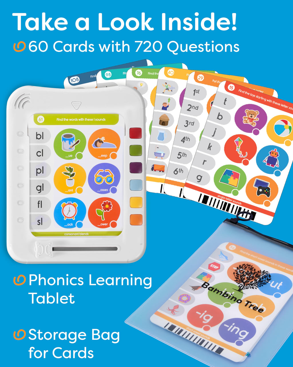 Phonics Learning Pad - Electronic Phonics Reading Game for Kids Ages 5-11 - Learn to Read in 720 Phonic and Letter Sound Questions - Vowels, Consonant Blends, Digraphs, Diphthongs