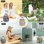 abcmilz 17L Cleaning Caddy with Handle, Cleaning Supplies Organizer, Foldable Storage Basket, Cleaning Supply Caddy, Portable Multi Cleaning Bucket Bag for Home, Garden (Khaki)