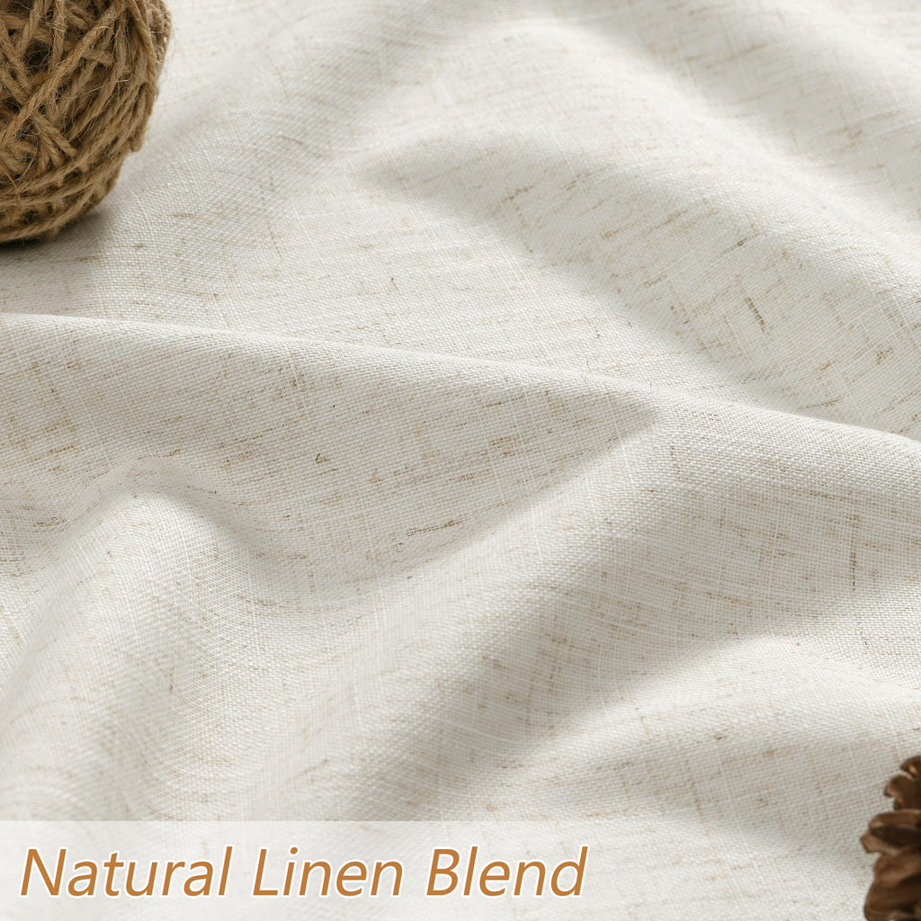 Guken 100% Blackout Linen Curtains 84 Inch Long for Bedroom 2 Panels Cream