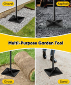 Ansionsol 10" x 10" Heavy Duty Steel Tamper with 44.7 inch Adjustable Handle & Rubber Grip, Thickened Steel Garden Dirt Tamper Tool for Ground & Gravel Leveling, Soil Tamper for Yard, Sand, Driveway