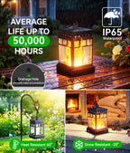 KOOPER Hanging Solar Lanterns Outdoor Waterproof, 4PCS Flickering Flame Hanging Solar Lights for Outside, Outdoor Solar Lanterns up to 12 Hours, Halloween Lanterns Decorative for Patio Yard Garden