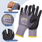 LOCCEF Work Gloves MicroFoam Nitrile Coated-6 Pairs,Endurance Seamless Knit Nylon,Dots on palm,Tacky Dot Grip Gloves