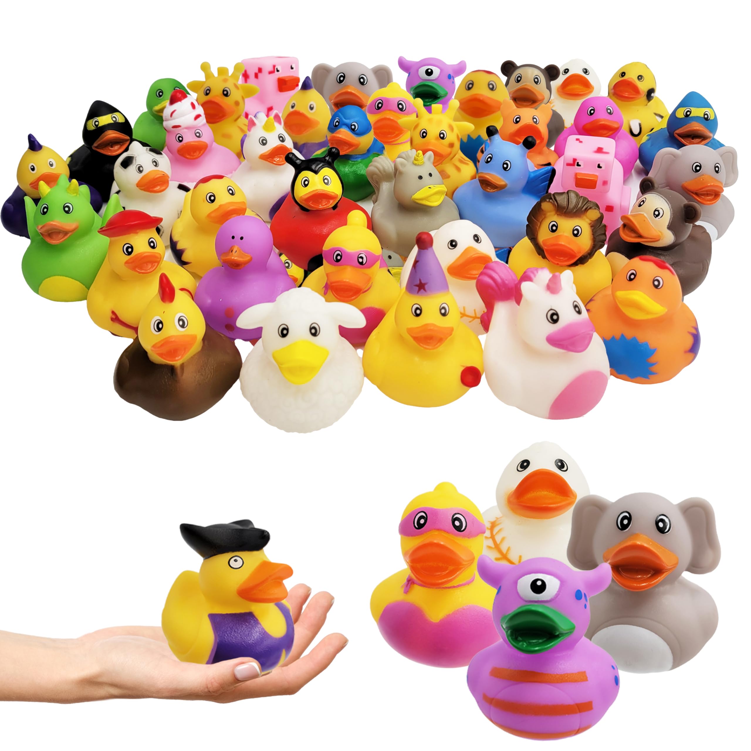 Assortment Rubber Duck Toy Duckies for Kids, Bath Birthday Gifts Baby Showers Classroom Incentives, Summer Beach and Pool Activity, 2" (400-Pack)