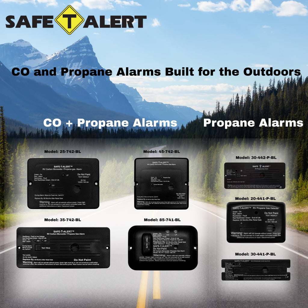 Safe T Alert 20 Series Mini LP Gas Alarm - Propane Alarm - Surface Mount, Black - 20-441-P-BL