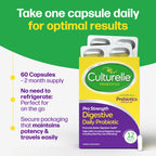 Culturelle Pro Strength Daily Probiotics For Digestive Health (2 Month Supply) with Prebiotics for Women & Men, Supports Occasional Diarrhea, Gas & Bloating, Gluten & Soy Free, 60 Count