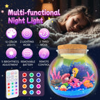7july Mermaid Terrarium Craft Kit for Kids - LED Night Light Up & Remote Mermaid Birthday Gifts Toys for Girls Age 5 6 7 8 9 10 11 12 Year Old