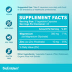 BioEmblem Magnesium Glycinate with Zinc - 300mg Chelated Magnesium Supplement - High Absorption Vegan Non-GMO 2-in-1 Complex - Immune Support, Muscles, Nerves - 90 Capsules