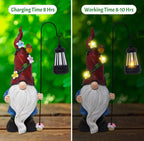 Outdoor Garden Gnome Statue with Solar Lantern Light Resin Yard Decor Patio Lawn Pathway Figurine Holiday Decoration Gnome Gift for Women Mom