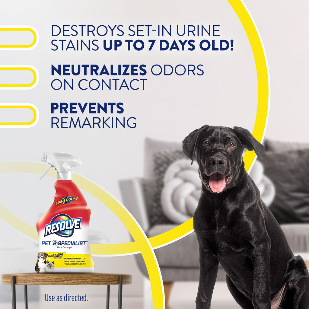 Resolve Pet Specialist Urine Destroyer Carpet Cleaner Spray – Urine Eliminator for Pet Stains & Odors Up to 7 Days Old, 22oz