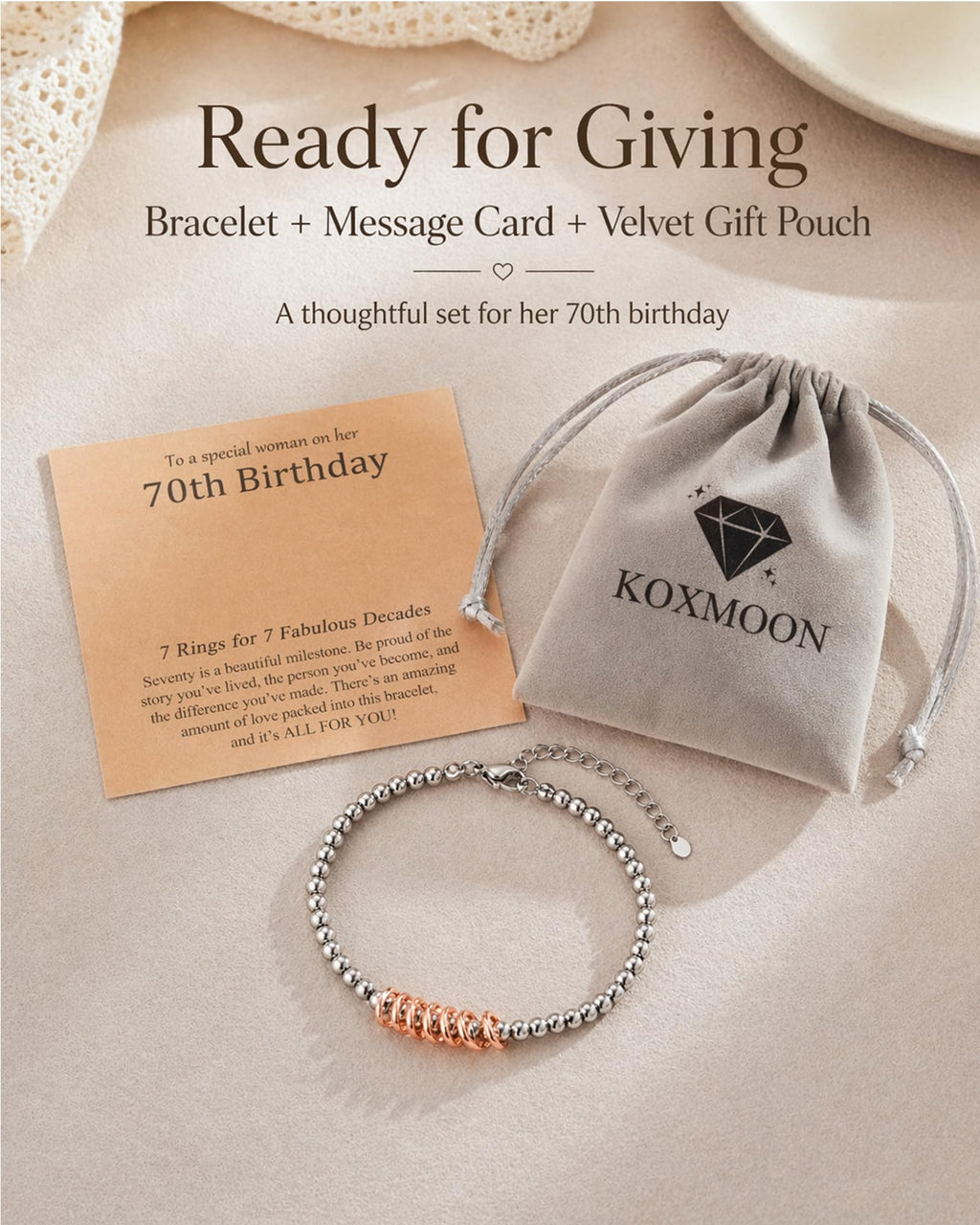 70th Birthday Gifts for Women Her, Happy 70th Birthday Bracelet Decorations