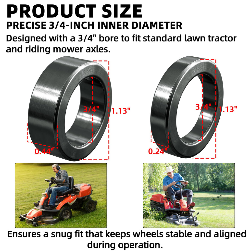 AR-PRO Wheel Hub Spacers – Metal 3/4" Axle Spacer Kit, Combo Pack with 4 x 1/2" and 4 x 1/4" Extension Sleeves for Lawn Tractors and Riding Mowers