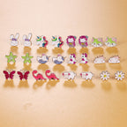 60 Pairs Cute Earrings Set - Hypoallergenic Stainless Steel Studs with Cartoon Characters, Colorful Faux Pearls & Sparkling Cubic Zirconias (#1)