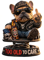 Pure Compression Too Old to Care Bulldog Bobblehead – Funny Car Dash Statue