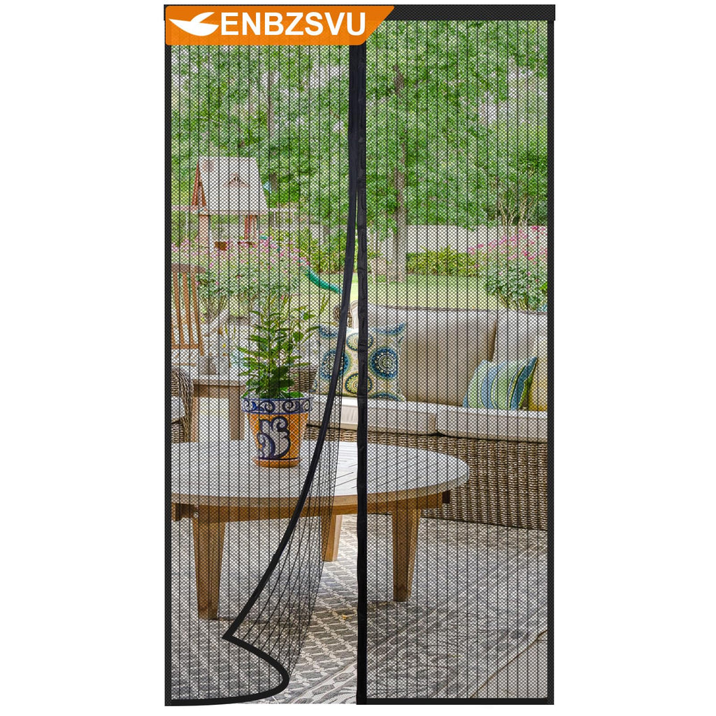 ENBZSVU Magnetic Screen Door Mesh, Fit Door 36 x 78 inch, Black Actual Net Screen Size Include Edges 38" x 80" for Patio, Sliding Door, Keeps Bugs Out, Fresh Air Flow, Self Closing