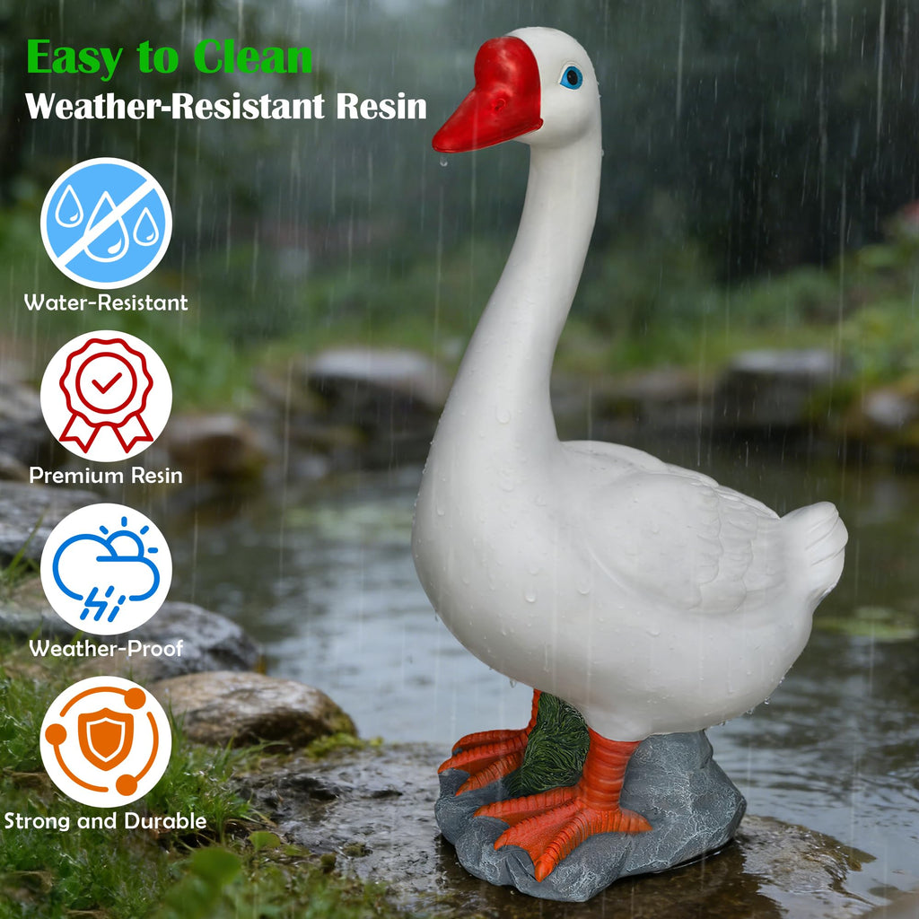20" Large Porch Goose Statue Decor, White Lifelike Resin Goose Sculpture