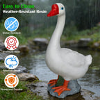20" Large Porch Goose Statue Decor, White Lifelike Resin Goose Sculpture