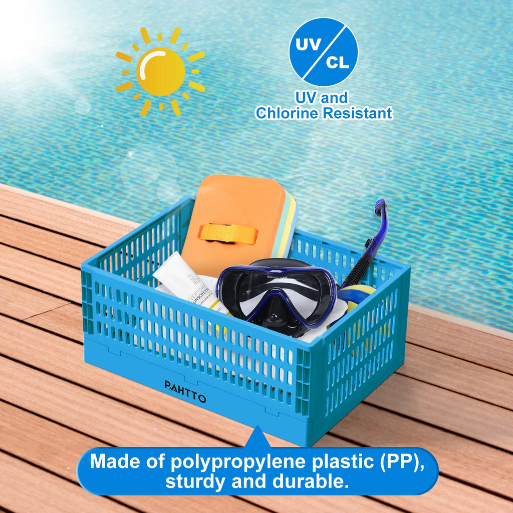 PAHTTO XL Poolside Storage Basket 2pcs, Foldable Above Ground Pool Storage Basket for Pool Toys, Towels, Beverages, Poolside Organizer, Pool Accessories for Above Ground Swimming Pool, Blue