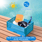 PAHTTO XL Poolside Storage Basket 2pcs, Foldable Above Ground Pool Storage Basket for Pool Toys, Towels, Beverages, Poolside Organizer, Pool Accessories for Above Ground Swimming Pool, Blue
