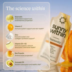 Sunny Within Immunity - Liposomal Vitamin C & Bee Propolis 6-in-1 Packets with Zinc, D3 + K2, Quercetin, Avocado Oil - Antioxidant Liquid Supplement for Immunity, Skin & Bone* - 30 Pouches