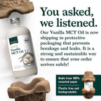 Natural Force Creamy Vanilla MCT Oil – Non Dairy, Keto Certified, Emulsified MCTs for Low-Carb, Ketogenic Coffee, Smoothies, & Shakes - Mixes Instantly + No Blending Required – 16 Oz Glass Bottle
