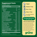 Gruns Adult Super Greens Gummies, 10 Pack, Superfood Gummy Bears with Spirulina, Chlorella & Prebiotics for Digestive Health, Adaptogens Supplement with 20 Vitamins & Minerals, Low Sugar