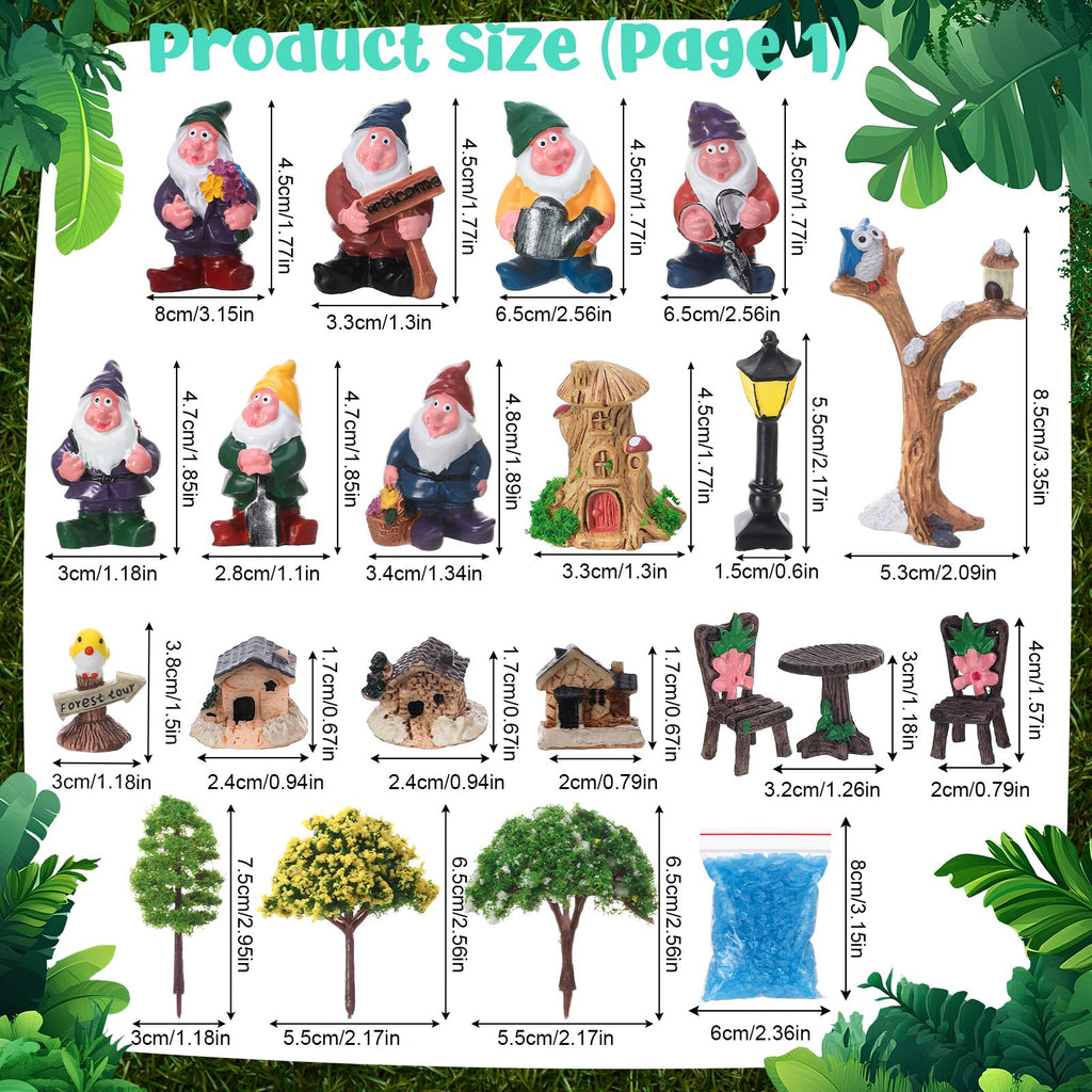 GGSTDDUP 82 Pcs Miniature Gnome Resin Figures, Fairy Garden Accessories Set