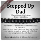 Love You This Much Stepped Up Dad Cuban Link Bracelet, Gifts for Stepfather, Birthday Gifts for Stepdad, Christmas Gift Ideas for Step Dad (Onyx Black, Stainless Steel)