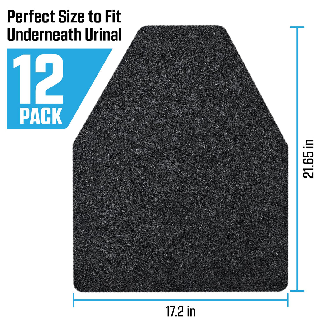 Urinal Mats (12 Pack) - High Absorbent Mats for Men's Restrooms - Mat Man. Large, Black, 12 PCS