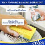 CELOX Non-Scratch Scrub Sponge for Washing Dishes, Yellow, 24Pack