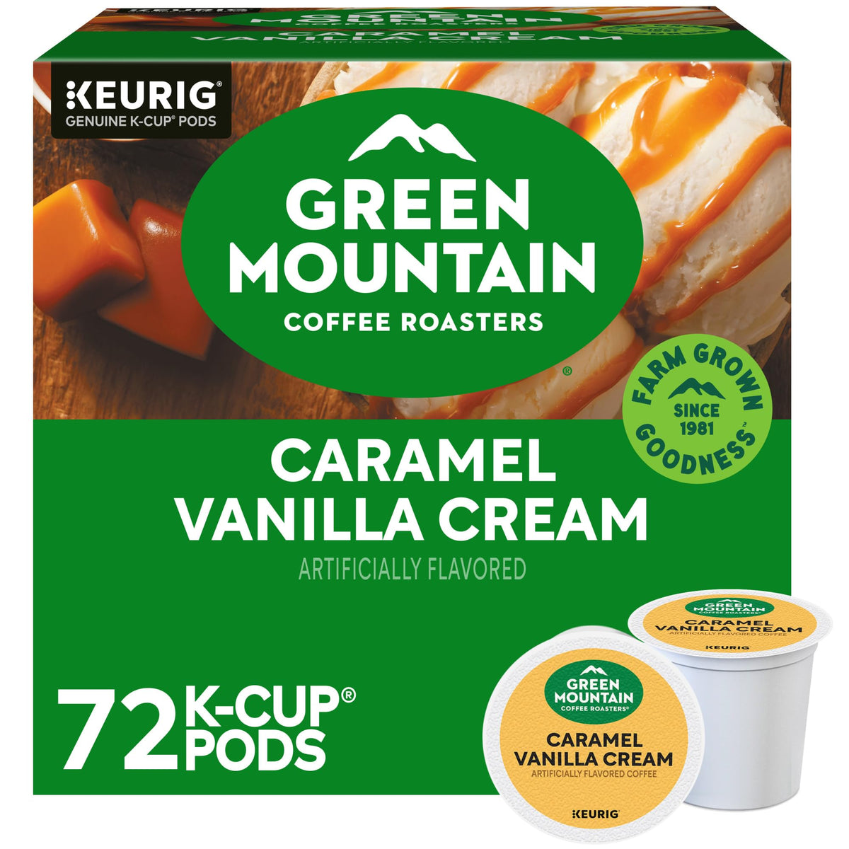 Green Mountain Caramel Vanilla Cream Coffee, K-Cup Pods, 72 Count