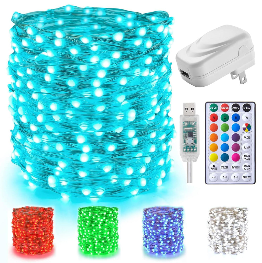 Minetom Color Changing Fairy String Lights: 66 Feet 200 Led Waterproof Twinkle Lights with Remote and Plug and 4 Light Modes for Craft Bedroom Ceiling Wedding Christmas 16 Colors