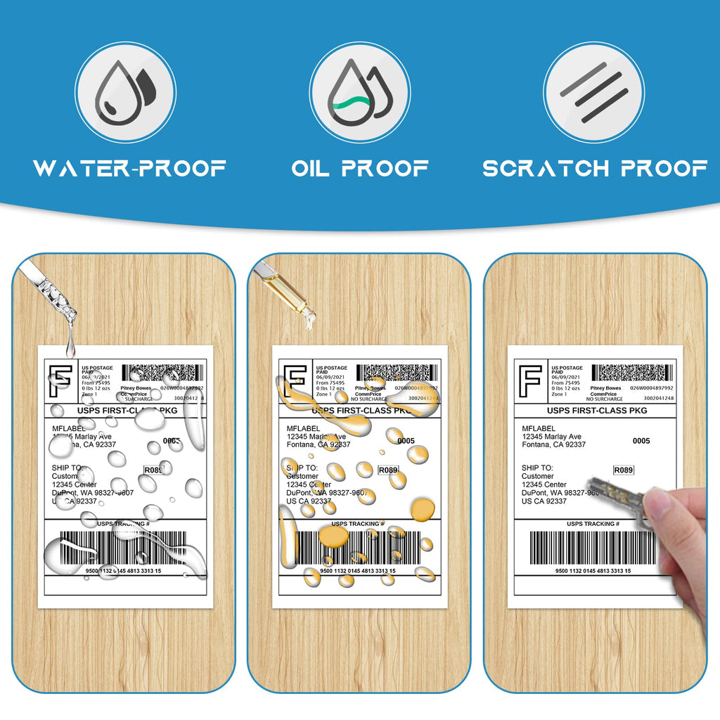 MFLABEL 4x6 Thermal Shipping Labels - 2 Rolls of 250, Perforated & Smudge-Proof Direct Thermal Labels Compatible with Rollo, Zebra, for Amazon UPS FedEx Shopify