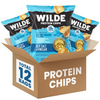 WILDE Protein Chips, High Protein Snacks for Adults, Keto Chips, Gluten Free, Low Carb Snack Box Made with Real Ingredients 1.34oz Bags, Pack of 12, Sea Salt & Vinegar