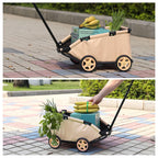 AESRAOU Mini Dog Strollers for Mini Pets, Foldable Multifunctional Shopping Carts with Extendable Pull Handle, Doggie Wagon Built-in Cushion and Safety Rope with Storage Bag (Khaki)