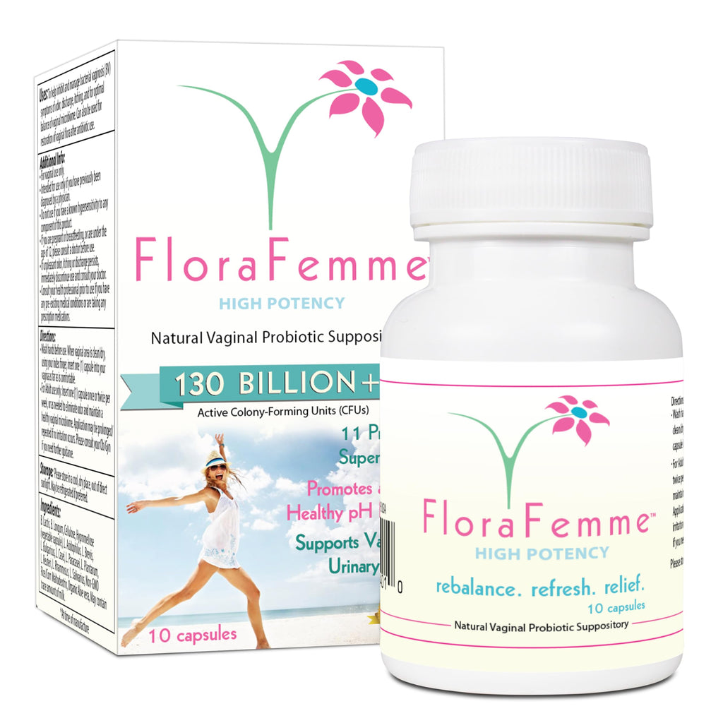 FLORAFEMME - pH Vaginal Probiotics Suppository - Supports pH Balance of Yeast & Bacteria for Feminine Freshness. Supports Restoration of Healthy Vaginal Flora & Vaginal Odor Management