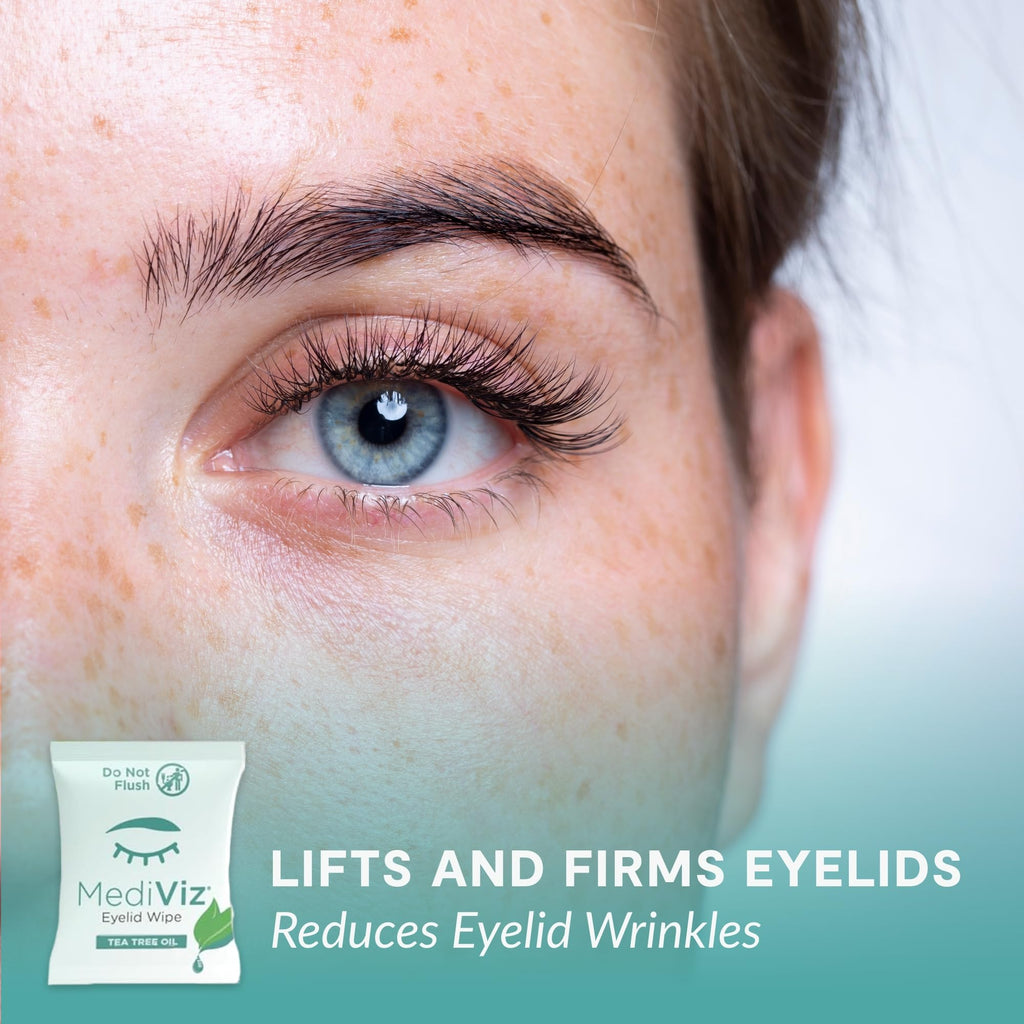 Tea Tree Eyelid Cleanser Wipes - 90 Single-Use Towelettes - Eyelash and Eyelid Wipes for Soothing Dry Eye Irritation, Demodex Removal and More