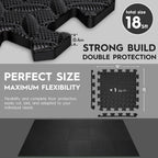 Haulcove 18pcs Puzzle Exercise Mat, 12.6"x12.6"x0.4", 18sqft EVA Interlocking Foam Floor Tiles, Non-Slip, Protective, Water-Resistant Flooring for Home Gym & Workout Equipment, Black
