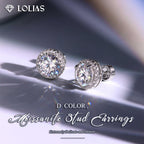 LOLIAS Moissanite Flat Back Stud Earrings for Women Men 925 Sterling Silver