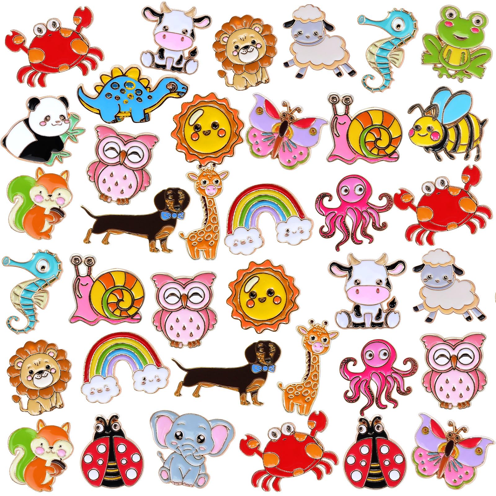 Hoteam 60 Pcs Cute Enamel Pins for Backpack Cartoon Animals Lapel Brooch Bulk Funny Trading Pins Bulk for Hat Clothes Cute Vbs Party Favor Gifts Decorations
