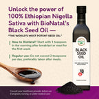 BioNatal Ethiopian Black Seed Oil – Cold Pressed Nigella Sativa Producing Black Cumin Seed Oil, Unrefined & Non-Filtered, High TQ Up to 4.64% – Supports Immune System, Digestion & Joints 16oz Glass