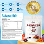 14-in-1 Astaxanthin 12mg & Lutein 40mg with Zeaxanthin Supplements, 6 Month Supply, Fresh Microalgae Source, Supports Eye, Skin, Antioxidant, Joint, Circulatory Health Non-GMO Gluten Free 180 Softgels