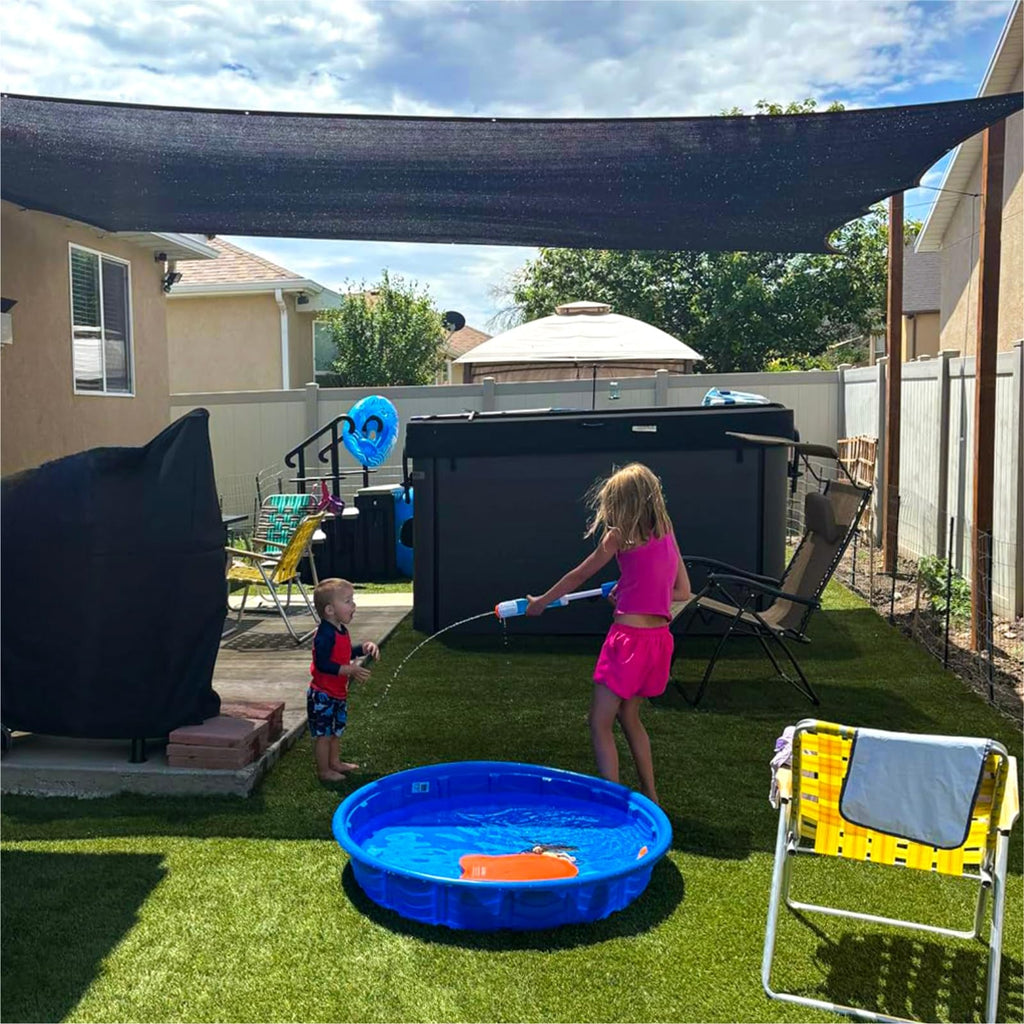 18ft Square Leaf Net Cover for Above Ground Pools - 19.7ft Garden Shade Cloth for Plants Heat Protection Swimming Pool Cover Keeps Leaves Debris Out Heavy Duty Black Mesh Cover with Grommets & Rope