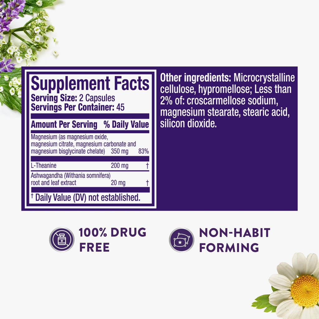 ZzzQuil Pure Zzzs, +Magnesium Capsules, L-Theanine and Magnesium, Sleep Aid, 4-in-1 Magnesium: Citrate, Bisglycinate, Oxide, and Carbonate, Sleep Aids for Adults, 90 Sleep Capsules