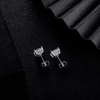 MDFUN Princess Cut Cubic Zirconia Stud Earrings for Women Men,5 Pairs
