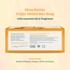SoF Triple Milled Bar Soap - With Coconut Oil & Organic Shea Butter- Vegan & Non GMO- Free From Phthalates, Sulfates & Parabens- Shea Butter - 6 oz Bar 6 Bars