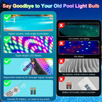 Jadisi Pool Lights for Inground, LED Light Bulb for Above Ground Swimming Pool, LED Lights for Inground Pool, 120V Spa Light Bulb E26 Base, Multi-Color & Adjustable Brightness - Black 90W