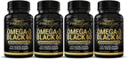 FREZZOR Omega 3 Black - Highest Strength Green Lipped Mussel Oil Capsules, Made in New Zealand, UAF1000+, Inflammation, Joint Care & Relief, Heart & Immune Support, 60 Count (Pack of 4)