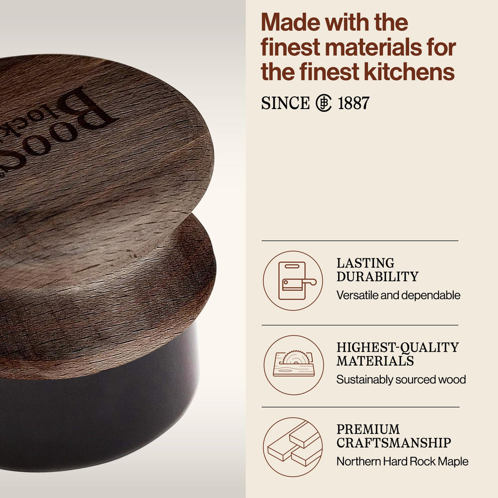 John Boos Oil & Cream Round Applicator for Wood Cutting Boards, Butcher Blocks & Utensils, Walnut - Solid Hardwood Handle, Silver Ion-Treated Sponge, Storage Cap, Easy and Even Application