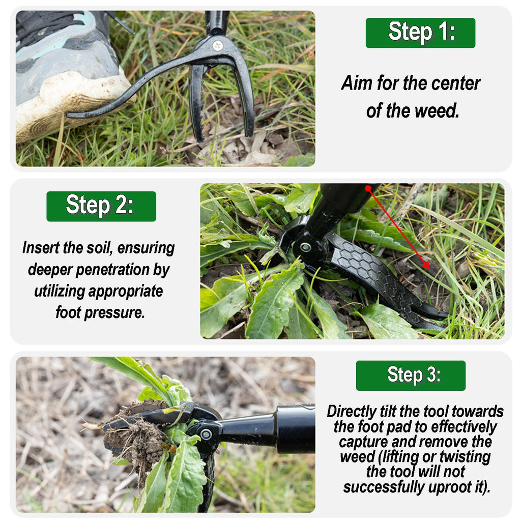 KINFIDTOW 58" Stand Up Weed Puller Tool with Long Handle, 2 in 1 Manual Weeder & Garden Hoe, 4-Claw Steel Head Weed Remover with Gloves for Yard Lawn Patio Garden