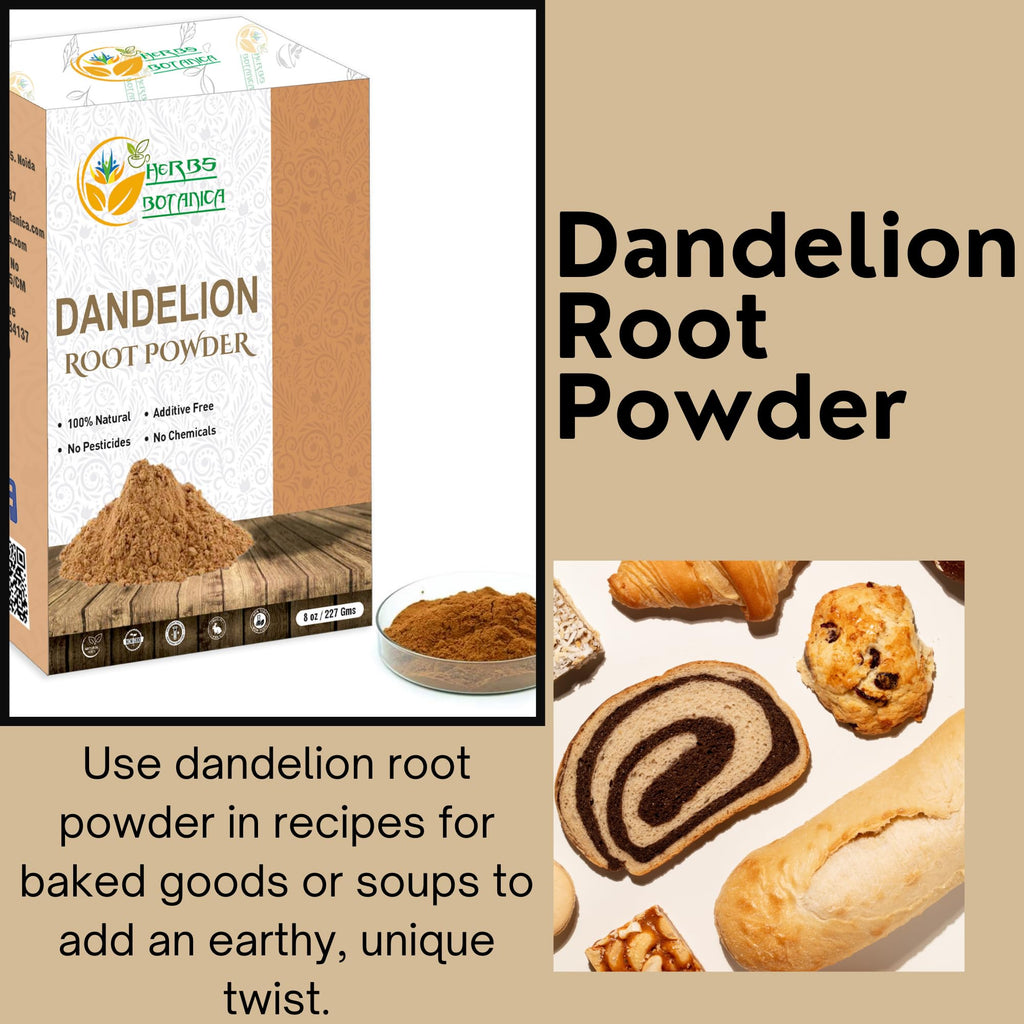 Herbs Botanica Dandelion Root Powder 100% Natural Dandelion Root for Herbal Tea, Detox & Wellness – Finely Ground, Additive-Free Vegan Supplement – 8 oz Resealable Pack
